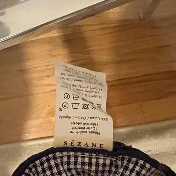 Sezane Navy and White Checkered Kids Scrunchie - Picture 2 of 2